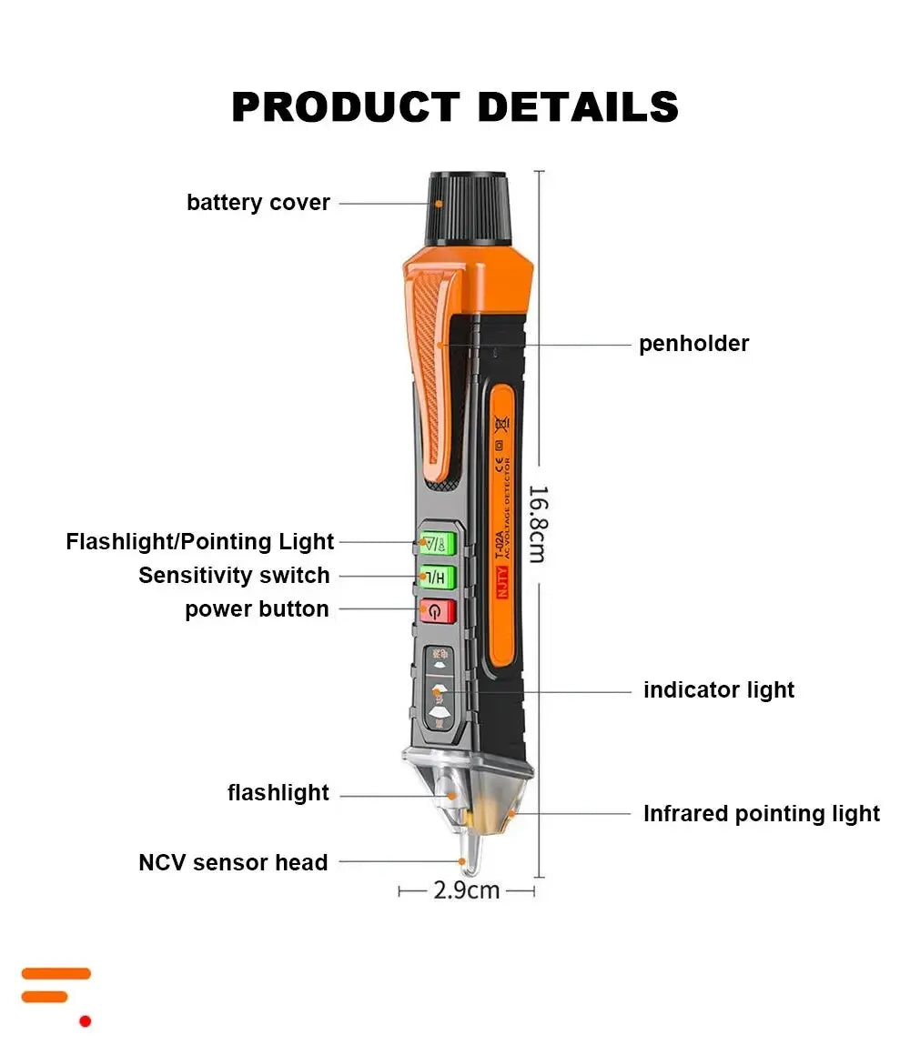 Non-Contact Voltage Detector Electrical Pen AC Voltage Tester Smart Breakpoint Finder 12-1000V