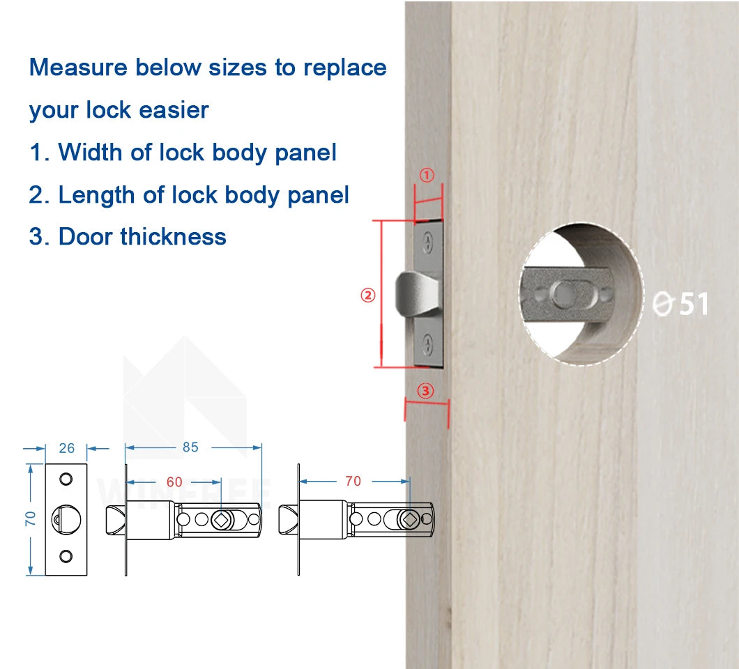 WINFREE Smart Fingerprint Lock Tuya Bluetooth Passcode Card Wooden Door Bedroom Keyless Entry Smart Lock Alexa Google Assistant