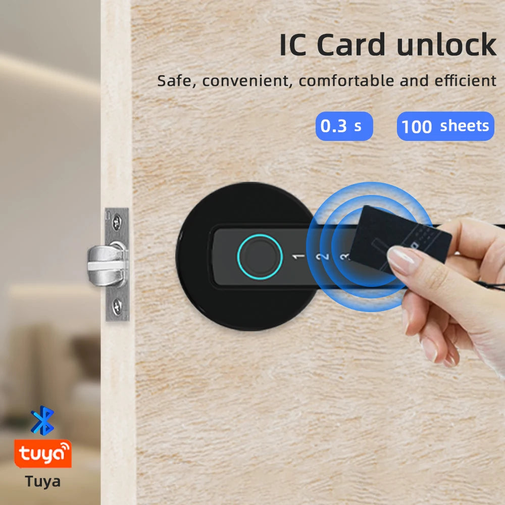 RAYKUBE M5 Tuya BLE Fingerprint Door Lock Digital Electronic Lock with Password/Key/IC Card/ Smartlife/ Tuya APP Unlock