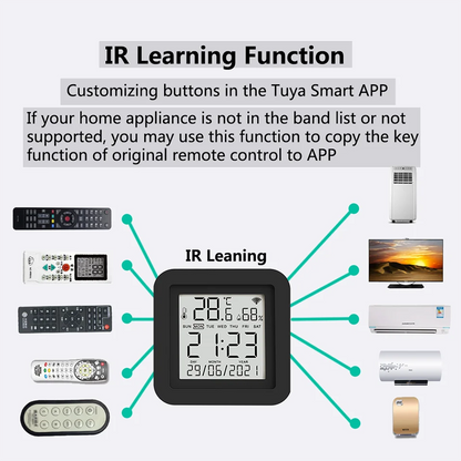 Tuya Smart Universal IR Remote With Temperature Humidity Sensor for Air Conditioner TV AC Works with Alexa Google Home Yandex