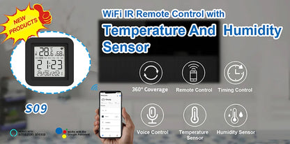 Tuya Smart Universal IR Remote With Temperature Humidity Sensor for Air Conditioner TV AC Works with Alexa Google Home Yandex