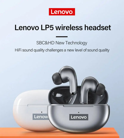 Lenovo LP5 TWS Bluetooth Earphone 9D Stereo HiFi Sports Waterproof Wireless Earbuds for iPhone 13 Xiaomi Bluetooth Headphones