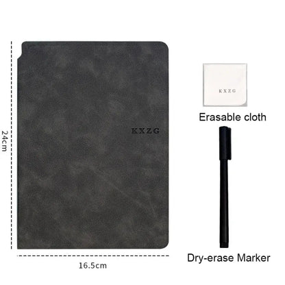 1 Pcs Reusable Whiteboard Notebook Set With Whiteboard Pen Erasing Cloth Leather Memo Pad Weekly Planner Portable Stylish Office