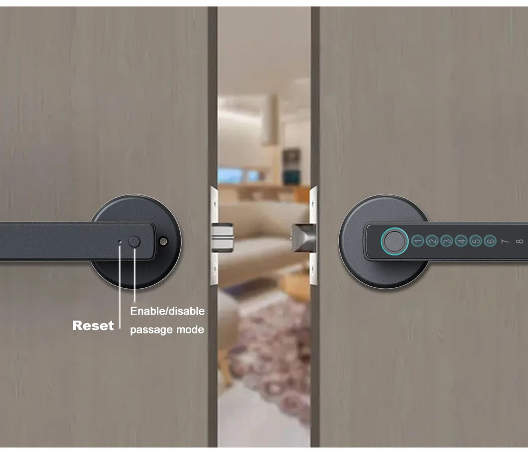 WINFREE Smart Fingerprint Lock Tuya Bluetooth Passcode Card Wooden Door Bedroom Keyless Entry Smart Lock Alexa Google Assistant