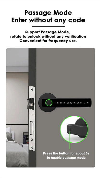 RAYKUBE M5 Tuya BLE Fingerprint Door Lock Digital Electronic Lock with Password/Key/IC Card/ Smartlife/ Tuya APP Unlock