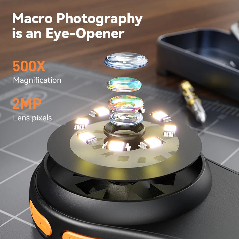 500X Magnification Digital Handheld Microscope Magnifier Magnifying Glass with Light for Electronics Coins Jewelry Watch Repair