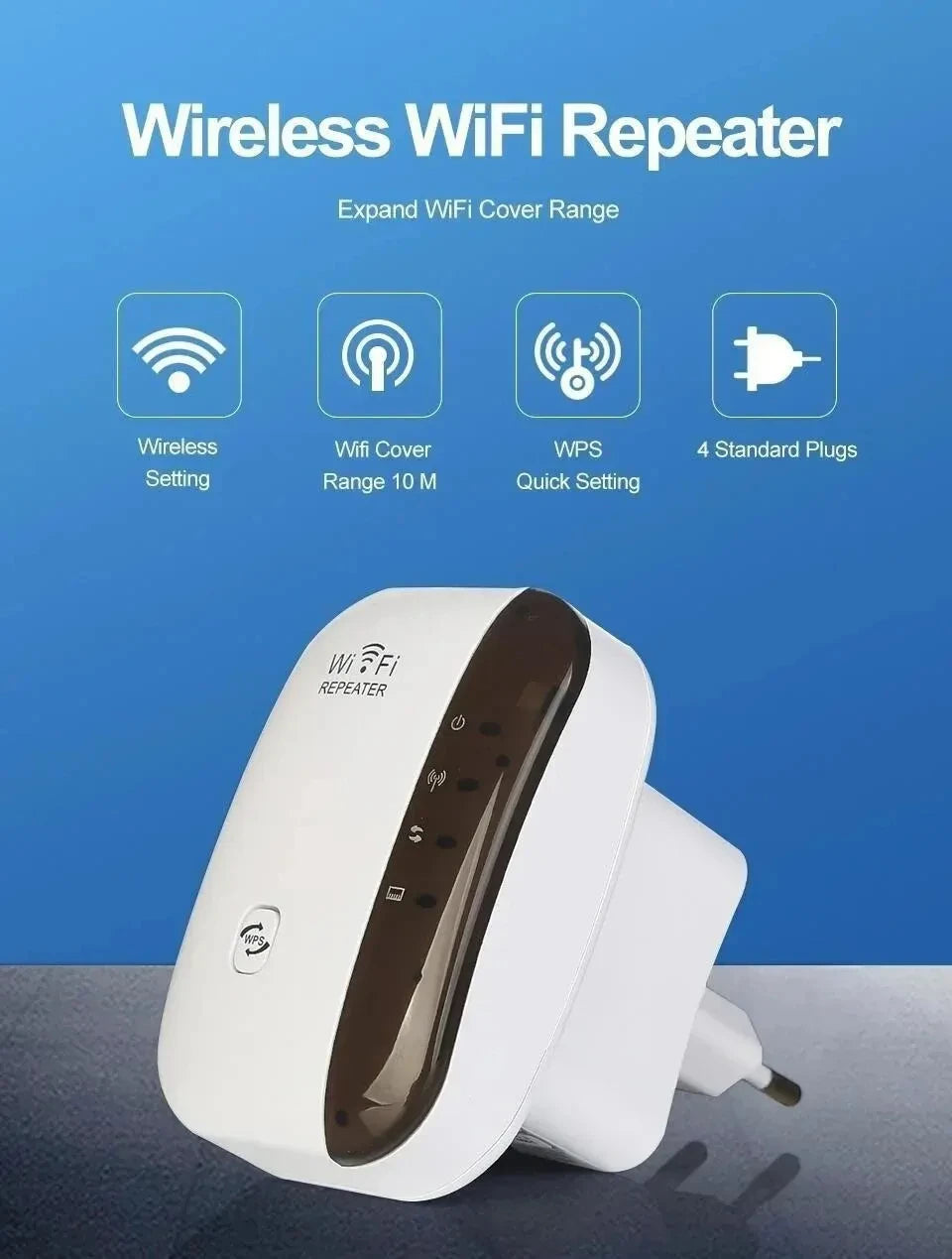 Wifi Repeater Wireless Signal Amplifier Extended Network Enhancer EU US Home Router 300m Thro