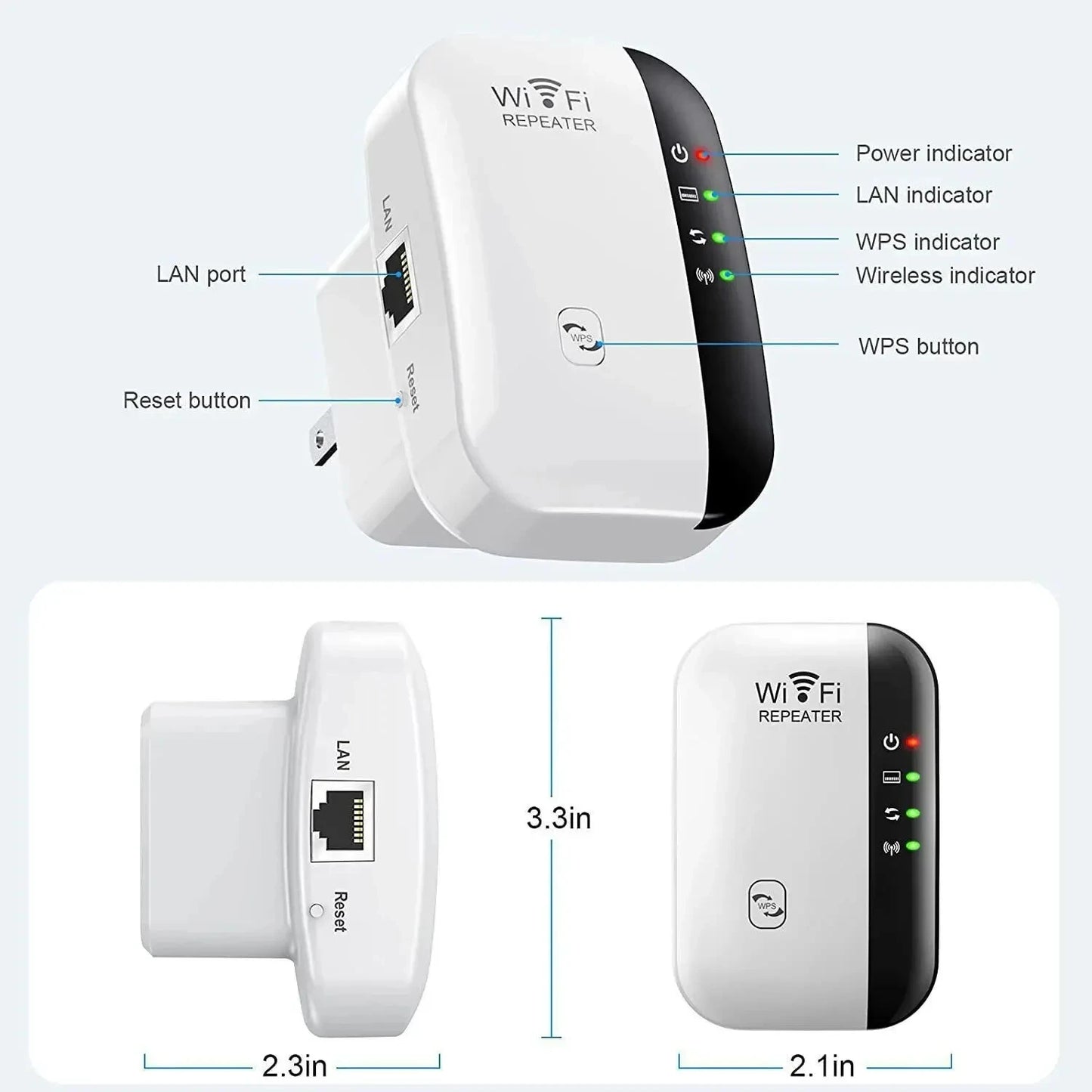 Wifi Repeater Wireless Signal Amplifier Extended Network Enhancer EU US Home Router 300m Thro