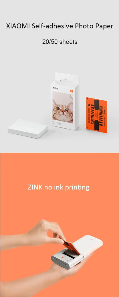 Xiaomi Pocket Printer Paper ZINK Self-adhesive Photo Print Sheets For Xiaomi 3-inch Mini Pocket Photo Printer AR Printer 1S