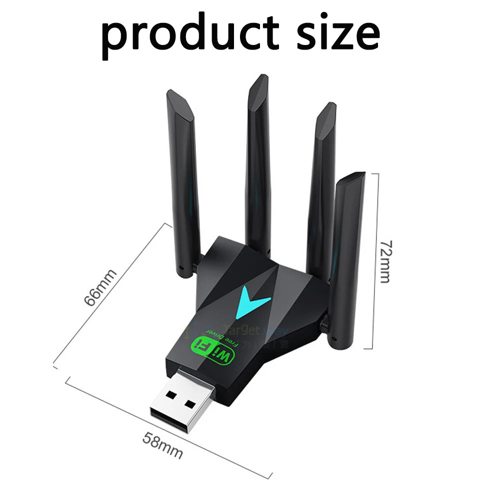 1300Mbps Wireless Network Card USB 3.0 WiFi USB Adapter Dual Band 2.4G/5Ghz Wi-Fi Dongle 4 Antenna Wireless Receiver For PC/La