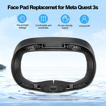 3-In-1 Face Mask Cover for Meta Quest 3S PU Leather Facial Interface  Replacement Pad Upgraded Version