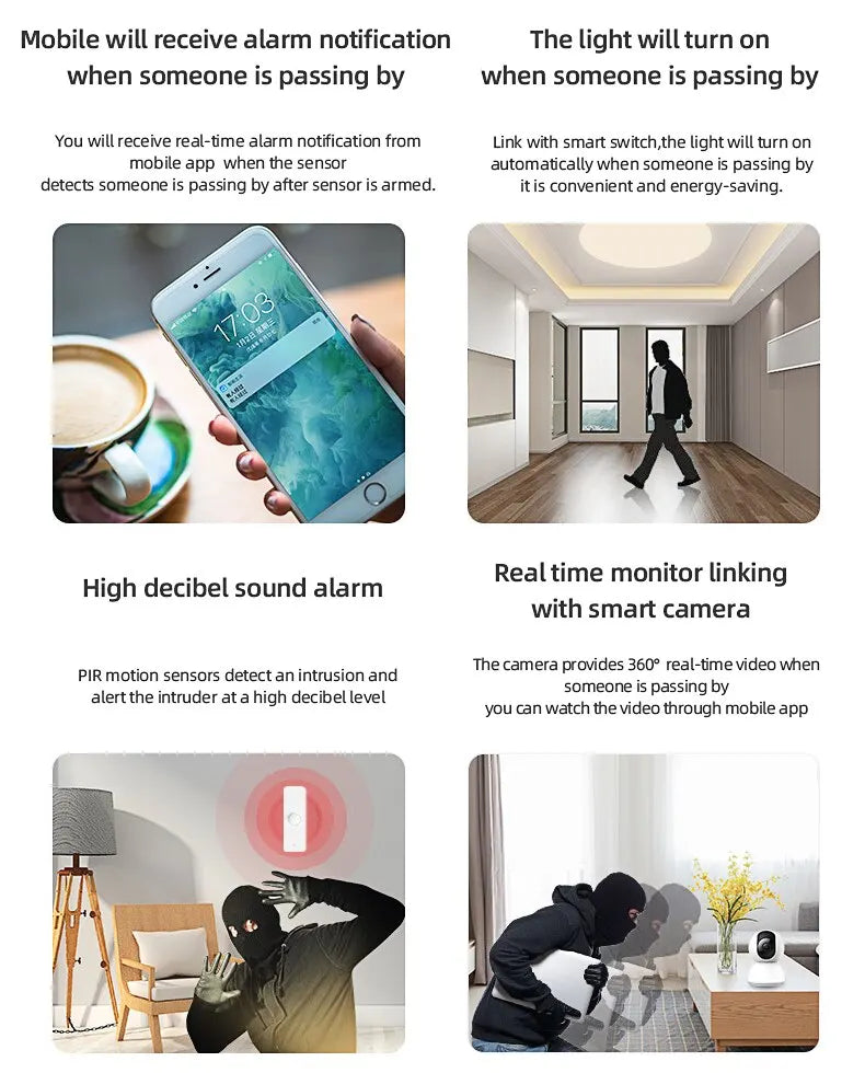 Tuya WiFi PIR Motion Sensor Smart Home Human Body Infrared Detector Security Smart Life Works With Alexa Google Home