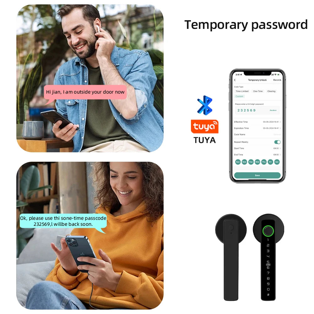 RAYKUBE M5 Tuya BLE Fingerprint Door Lock Digital Electronic Lock with Password/Key/IC Card/ Smartlife/ Tuya APP Unlock