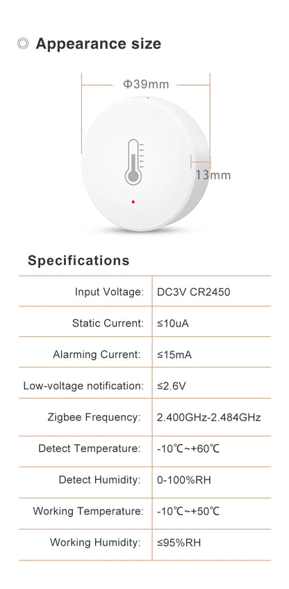 Tuya Zigbee Temperature And Humidity Sensor Voice Control Intelligent Home Hygrometer Real-time Monitoring Voice Alexa