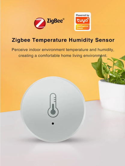 Tuya Zigbee Temperature And Humidity Sensor Voice Control Intelligent Home Hygrometer Real-time Monitoring Voice Alexa