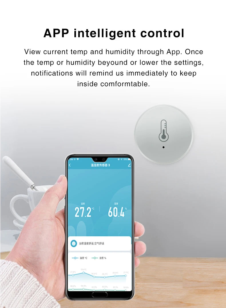 Tuya Zigbee Temperature And Humidity Sensor Voice Control Intelligent Home Hygrometer Real-time Monitoring Voice Alexa