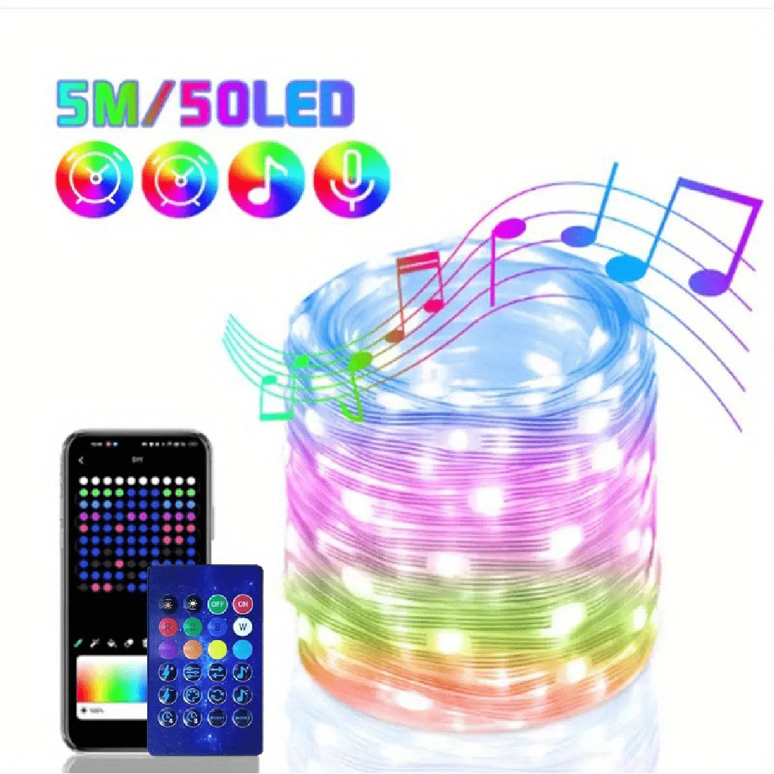 WS2812B RGB LED String 20m 10m 5m DIY Smart IC APP Bluetooth Remote Fairy Lights Dreamcolor Garden Party Christmas Wedding Decor