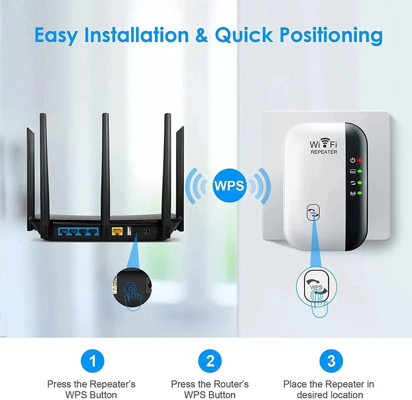 Wifi Repeater Wireless Signal Amplifier Extended Network Enhancer EU US Home Router 300m Thro