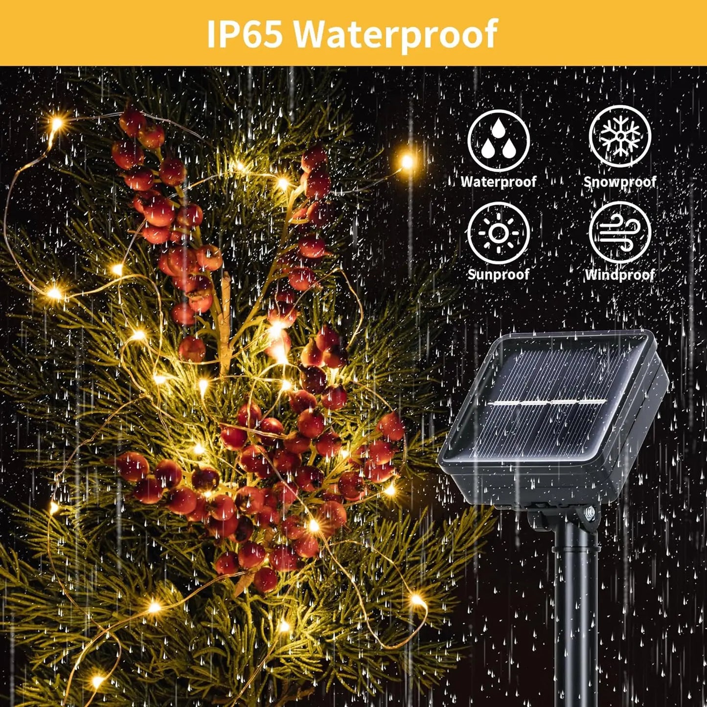 Solar String Lights Outdoor Waterproof Solar Fairy Lights 8 Modes Solar Christmas Lights for Garden Patio Wedding Decorations