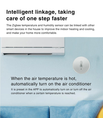 Tuya Zigbee Temperature And Humidity Sensor Voice Control Intelligent Home Hygrometer Real-time Monitoring Voice Alexa