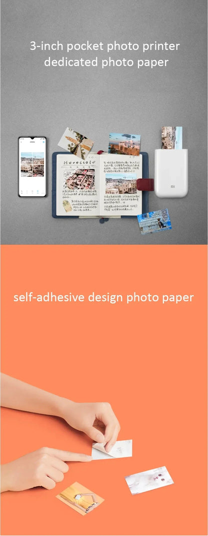 Xiaomi Pocket Printer Paper ZINK Self-adhesive Photo Print Sheets For Xiaomi 3-inch Mini Pocket Photo Printer AR Printer 1S