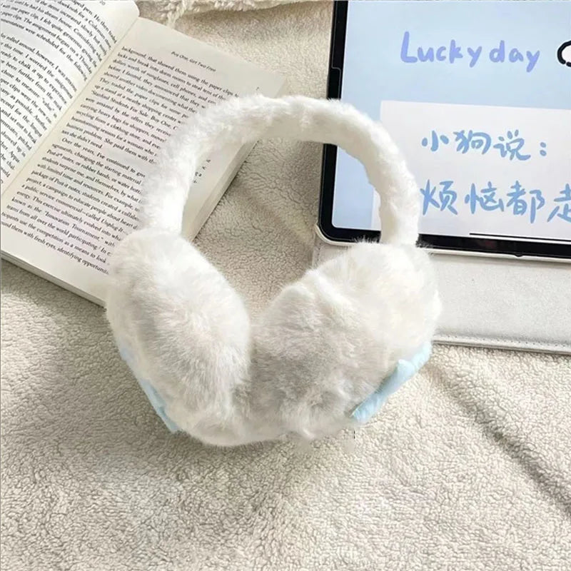 Y2K Star Earmuffs Plush Thick Warm Women Fingerless Gloves Foldable Ear Cups JK Knitted Winter Outdoor Touch Screen Gloves