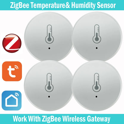 Tuya Zigbee Temperature And Humidity Sensor Voice Control Intelligent Home Hygrometer Real-time Monitoring Voice Alexa