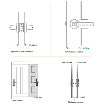 WINFREE Smart Fingerprint Lock Tuya Bluetooth Passcode Card Wooden Door Bedroom Keyless Entry Smart Lock Alexa Google Assistant