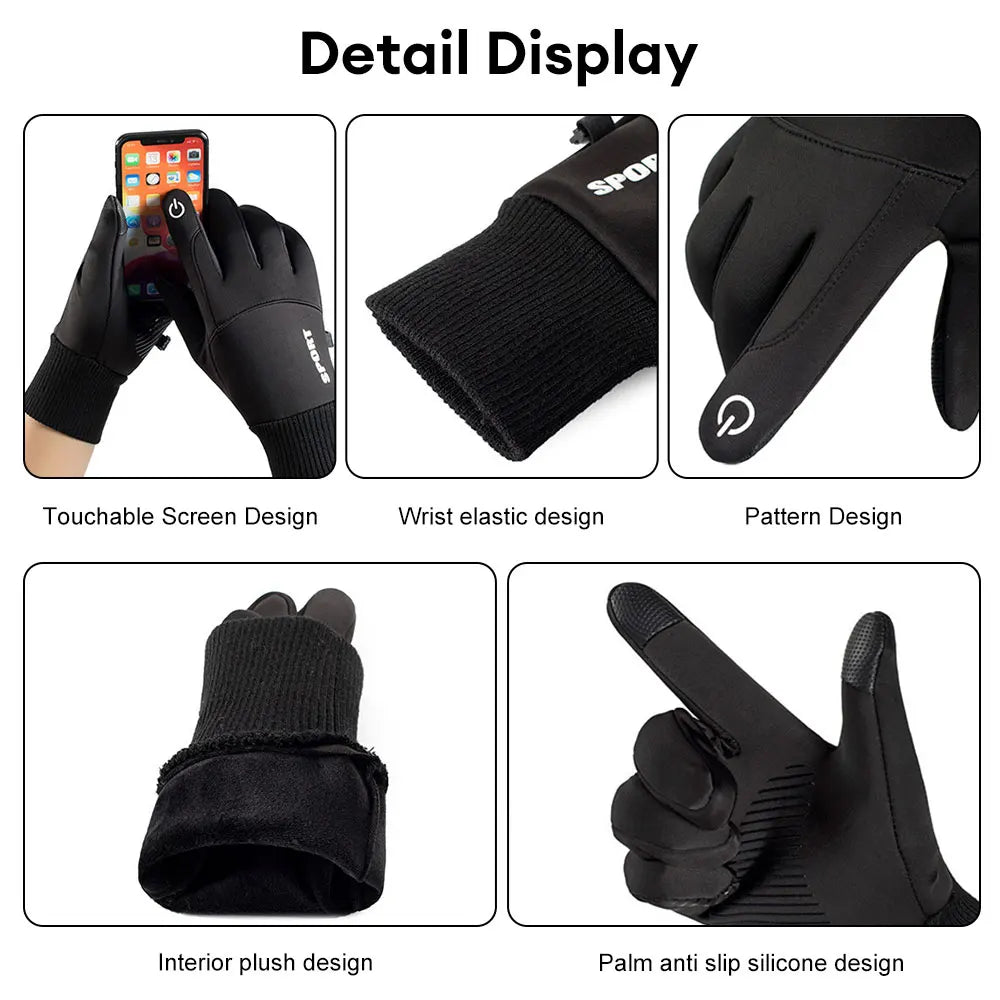 Winter Waterproof Men's Gloves Windproof Sports Fishing Touchscreen Driving Motorcycle Ski Non-slip Warm Cycling Women Gloves