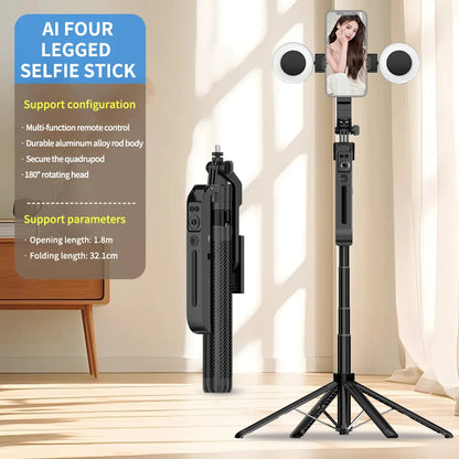 Portable selfie tripod wireless remote control Stabilizer 360 ° rotation Facial tracking for video recording and live streaming