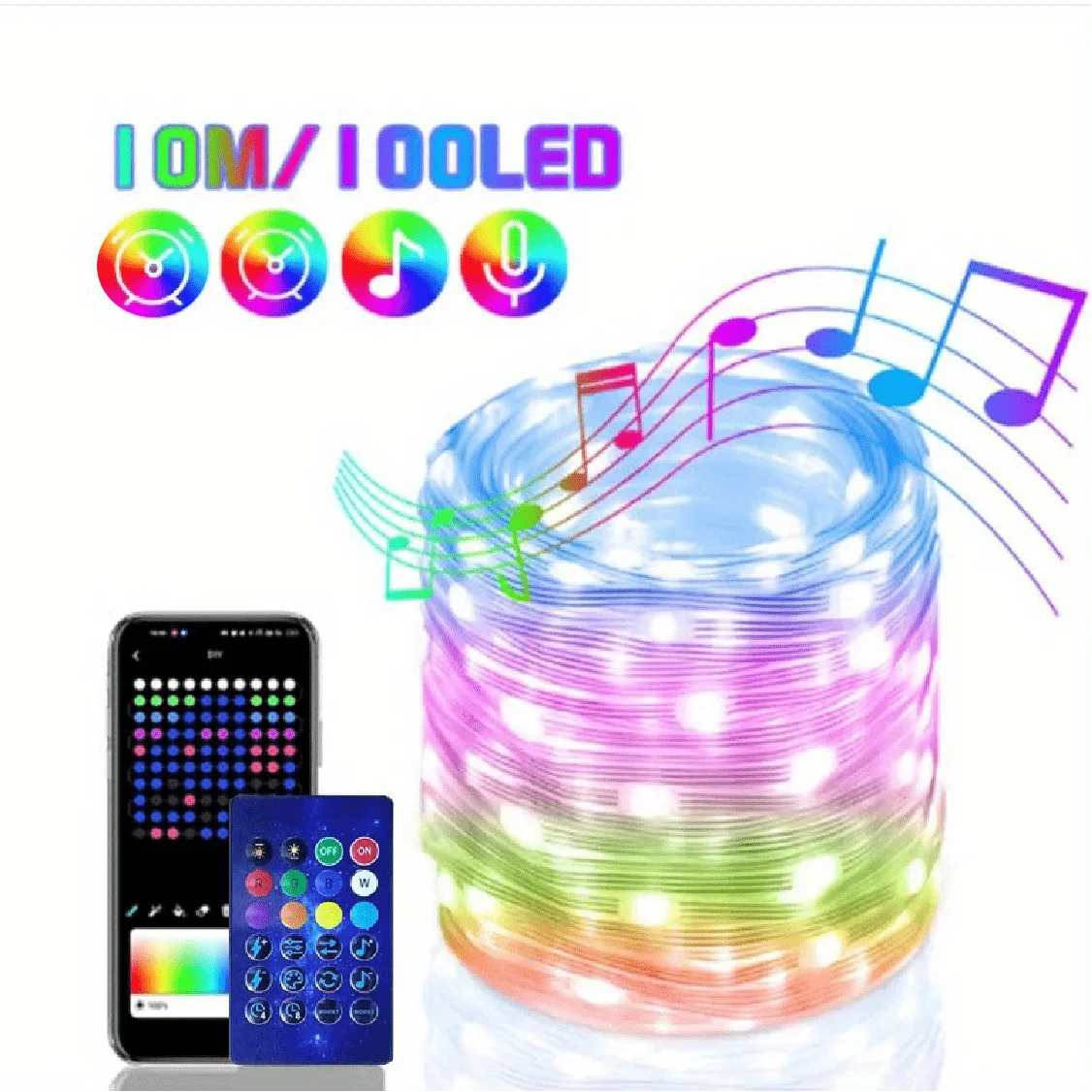 WS2812B RGB LED String 20m 10m 5m DIY Smart IC APP Bluetooth Remote Fairy Lights Dreamcolor Garden Party Christmas Wedding Decor