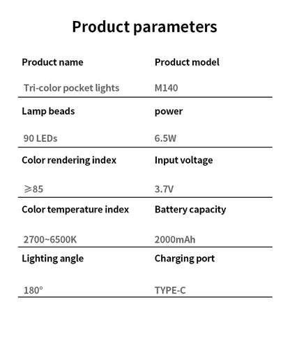 Rechargeable LED fill light 3 color temperature modes portable pocket light For cell phones laptops makeup TikTok selfie videos